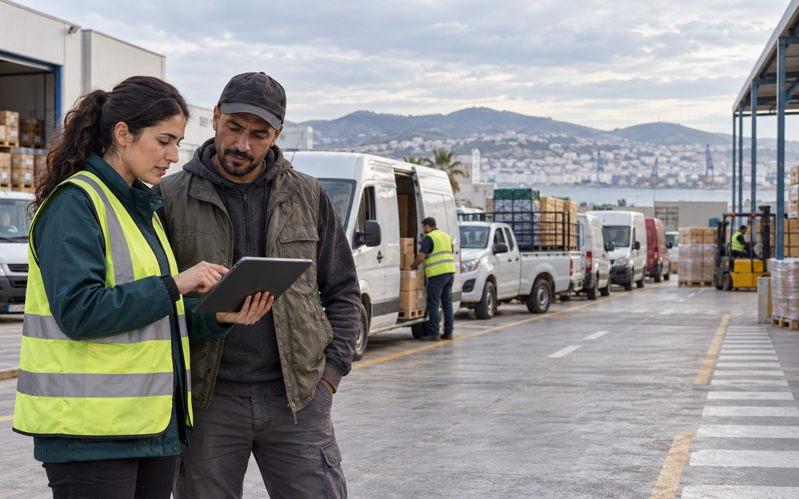 Responsable logistique et transporteur préparant une tournée au Maroc